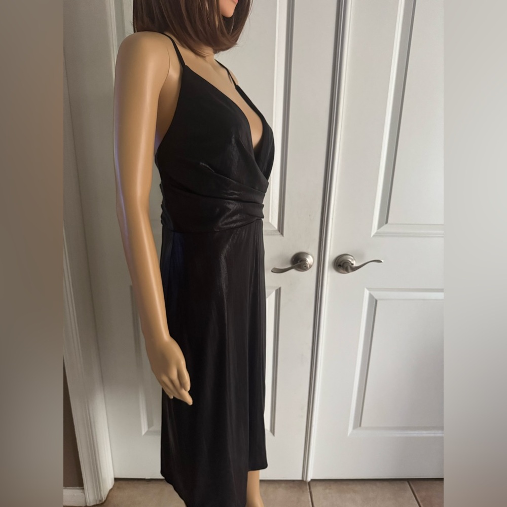 Mac Duggal Black V-Neck Midi Slip Dress - Picture 10 of 16